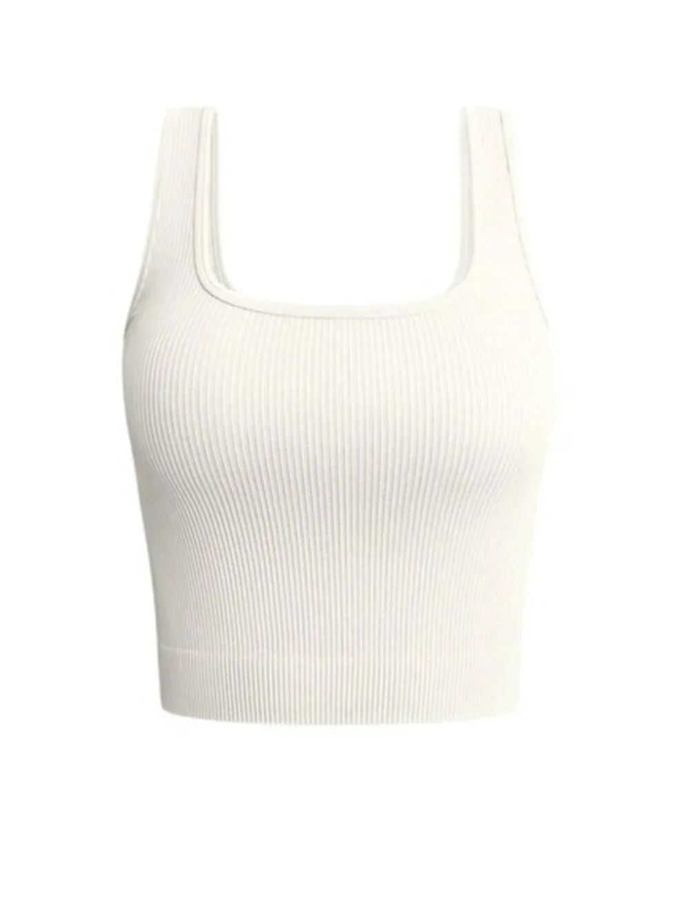 OQQ 2 Ribbed Cropped Tank Tops Off-white & Black Medium N w/out tags - Picture 2 of 6